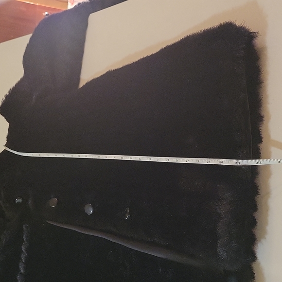 Vintage Sears Faux Fur Women's Coat Black  Size 12 - Picture 7 of 7